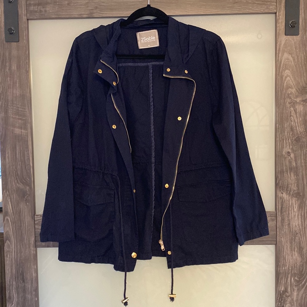 Navy 2Sable Hooded Jacket